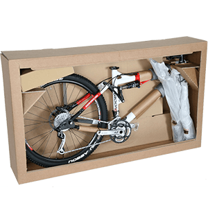 Fahrrad im Karton verpackt